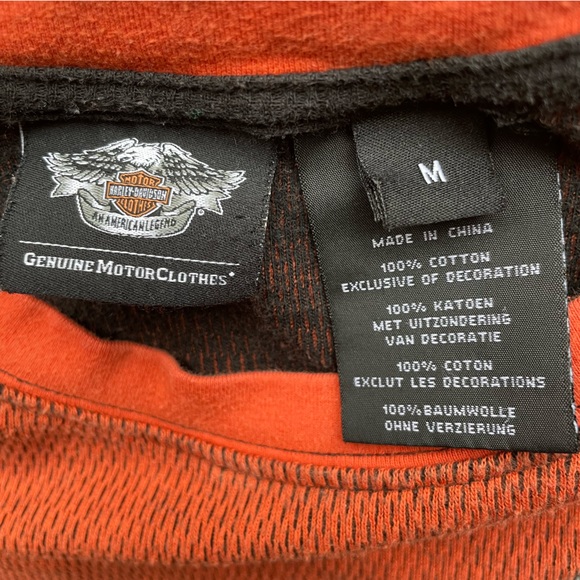 Harley Davidson Sweater Crewneck Embroidered Logo Orange GD on Back Size Medium - Picture 7 of 9